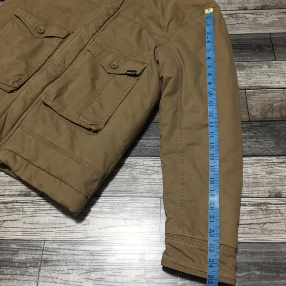 Quiksilver Canvas Hooded Jacket Men’s M Beige Tan Lined Full Zip Utility - Picture 3 of 11